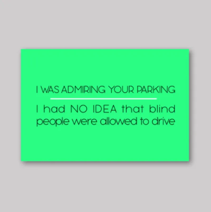 Blind Drivers Parking Cards - What She Said Creatives