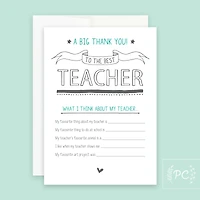 A Big Thank You To The Best Teacher Card - Prairie Chick Prints