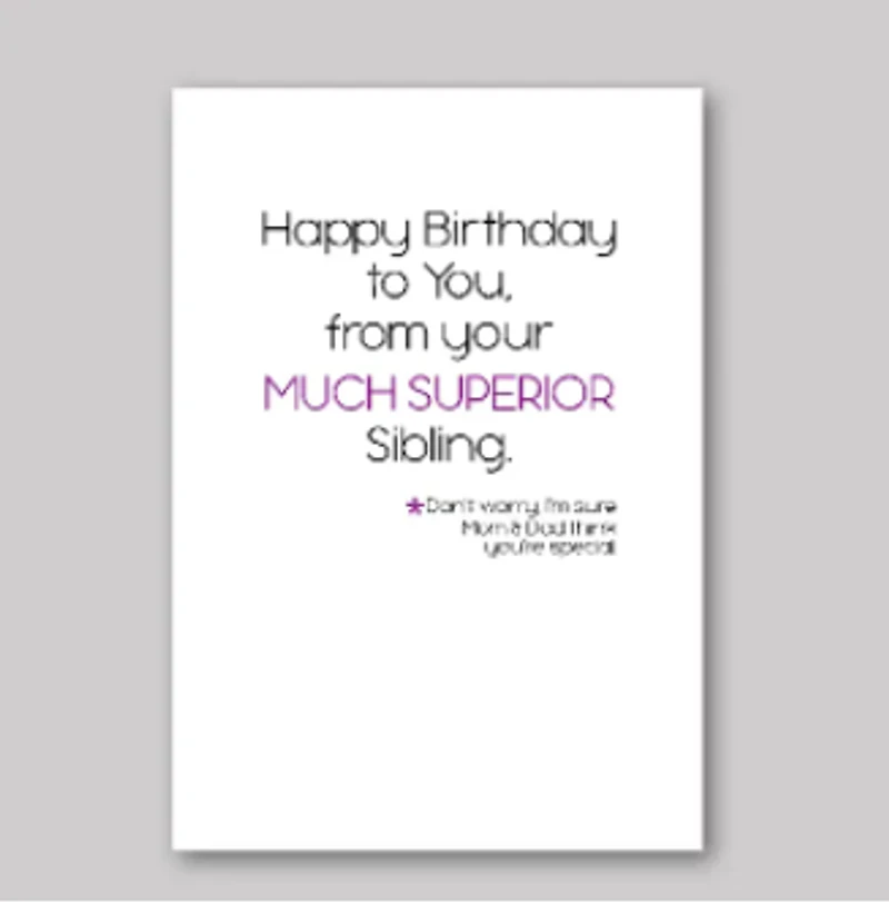 Superior Sibling Card - What She Said Creatives