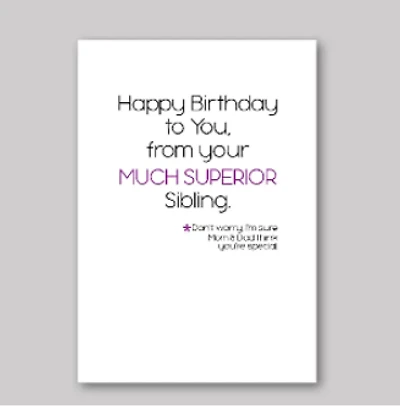 Superior Sibling Card - What She Said Creatives