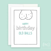 Happy Birthday Old Balls Card - Prairie Chick Prints