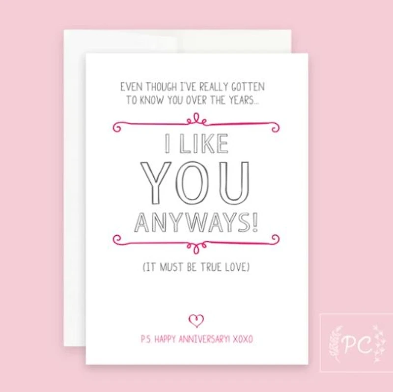 I Like You Anyways Card - Prairie Chick Prints