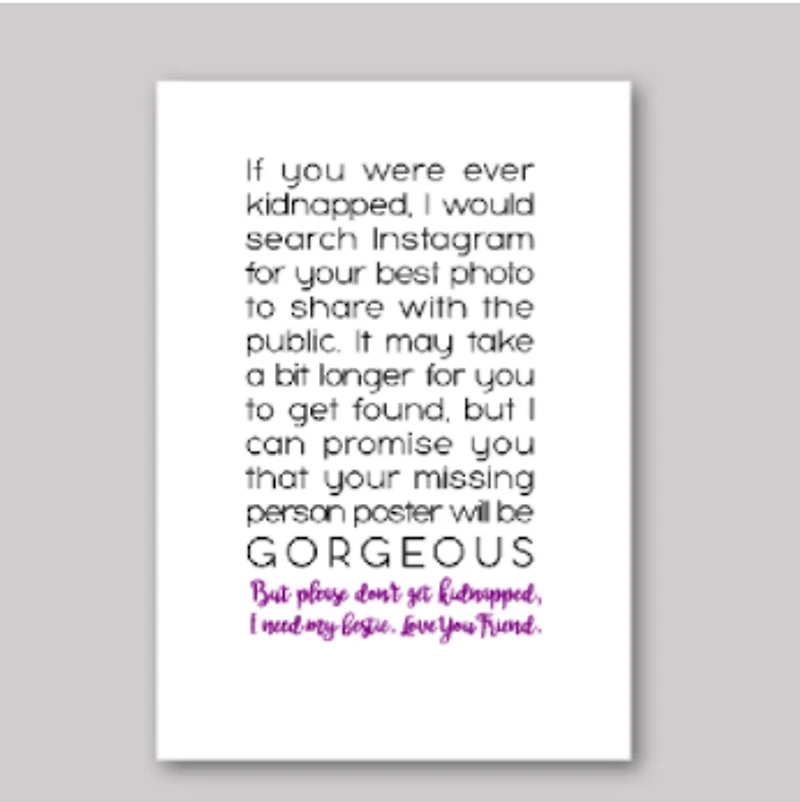 Kidnapped Card - What She Said Creatives