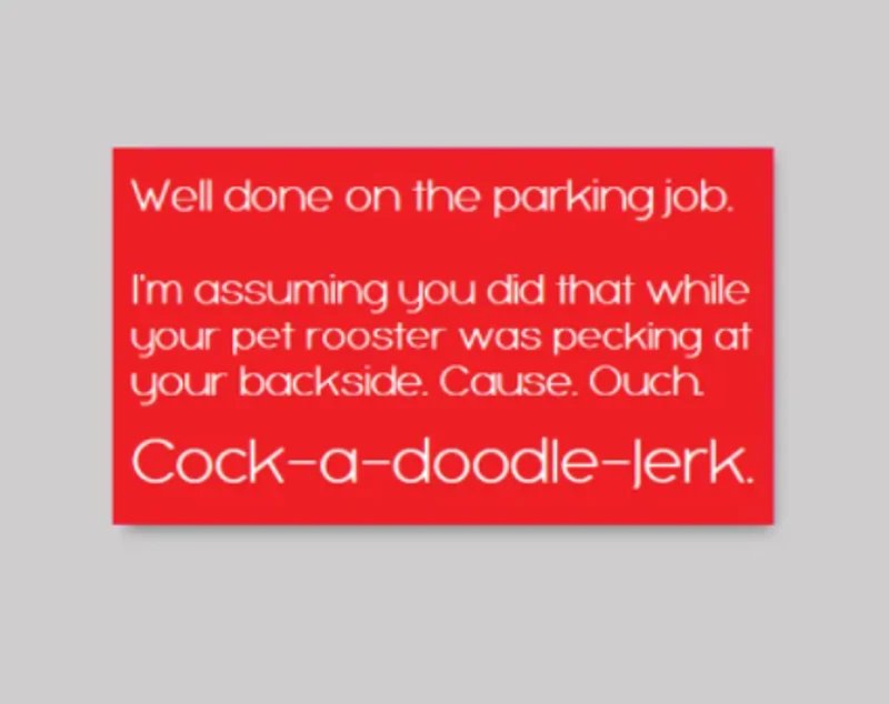 Ouch Parking Cards - What She Said Creatives