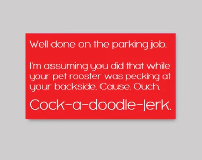 Ouch Parking Cards - What She Said Creatives