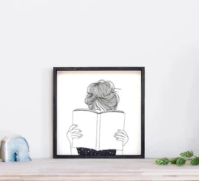 Reading Silhouette (13x13) Wooden Sign - William Rae Designs