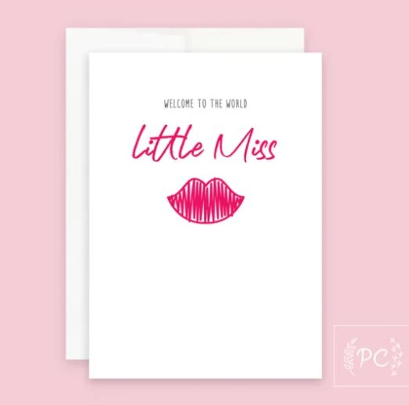 Welcome To The World Little Miss Card - Prairie Chick Prints