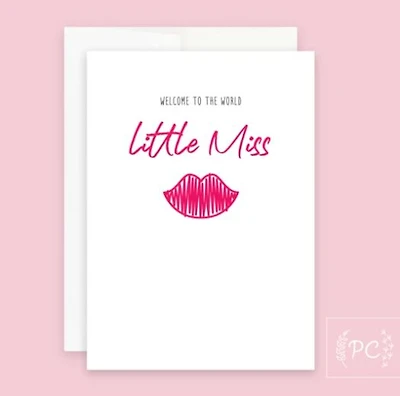 Welcome To The World Little Miss Card - Prairie Chick Prints