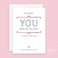 You Annoy Me The Least Card - Prairie Chick Prints