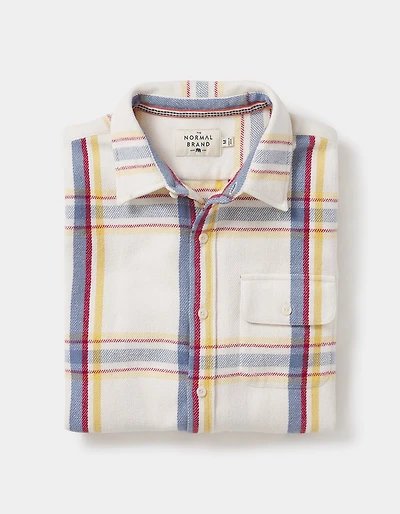 Boone Heavy Brushed Twill Overshirt Cream Plaid