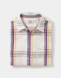 Boone Heavy Brushed Twill Overshirt Cream Plaid