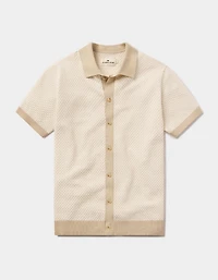 Robles Knit Jacquard Button Up Ivory/Khaki