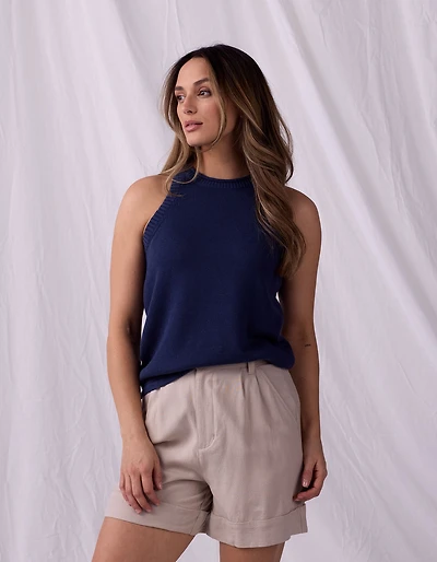 Wanderlust Hi-Neck Tank Navy