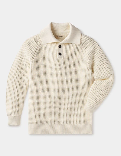 Waffle Sweater Popover Ivory