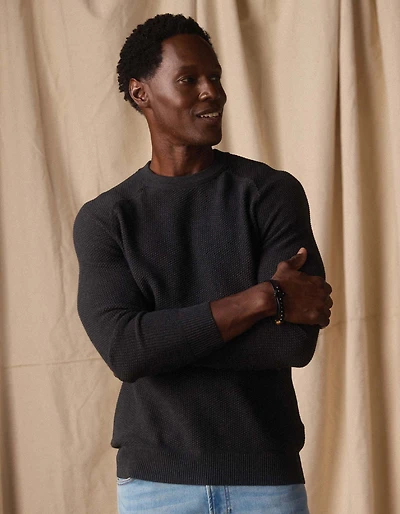 COOLMAX® Textured Crewneck Sweater Dark Charcoal