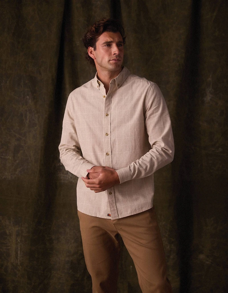 Nikko Classic Button Up Tan Plaid