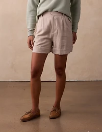 Leukos Linen-Blend Tailored Short Sandstone