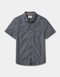 Freshwater Short Sleeve Button Up Shirt Summer Navy Check