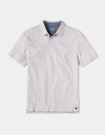 Vintage Slub Pocket Polo Grey Stripe