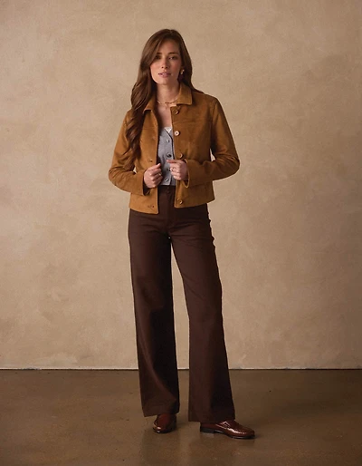 Comfort Terry Wide Leg Pant Dark Brown