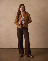 Comfort Terry Wide Leg Pant Dark Brown