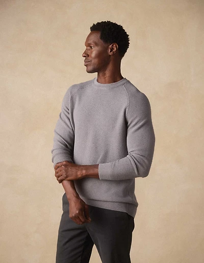 COOLMAX® Textured Crewneck Sweater Greystone