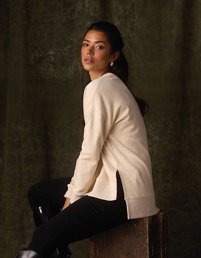 Fleece Puremeso Splitside Pullover Oat