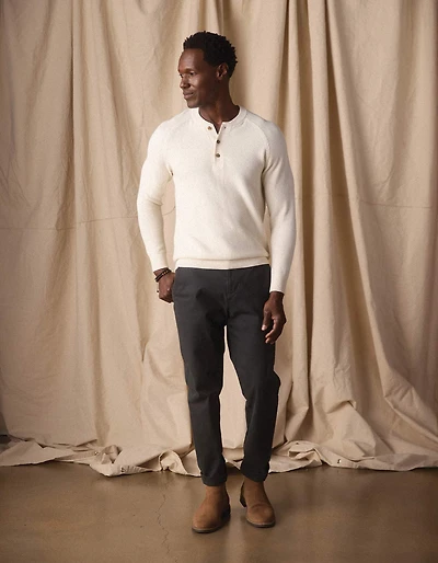 COOLMAX® Textured Sweater Henley Ivory