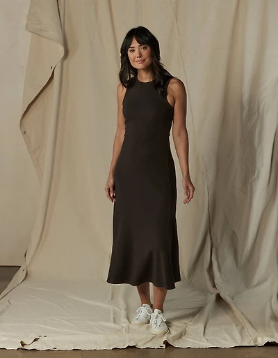 Vintage Thermal Midi Dress Umber