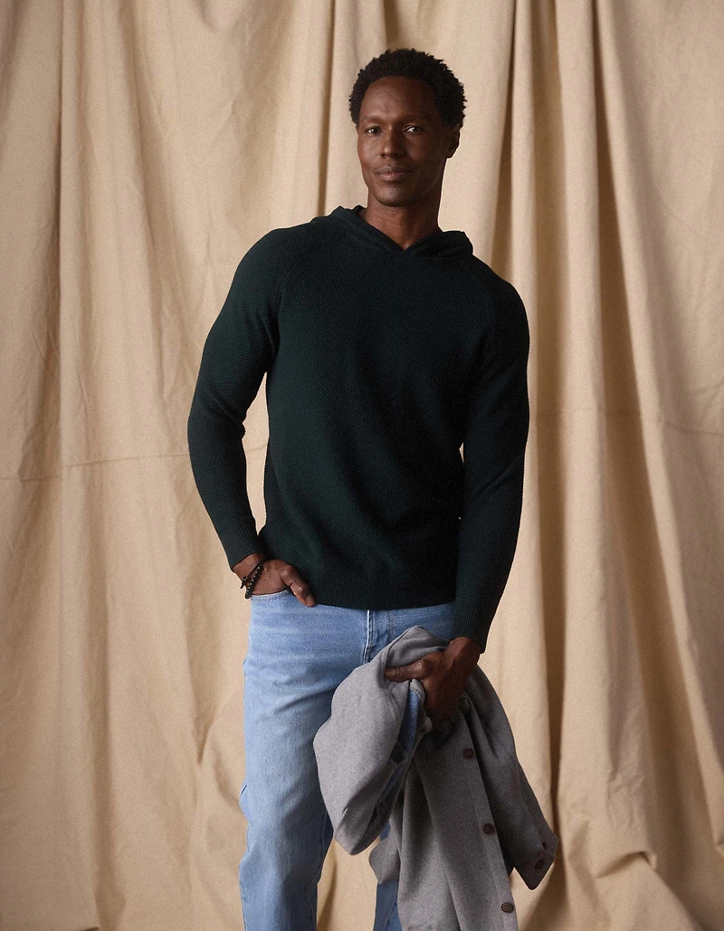 COOLMAX® Textured Hoodie Sweater Varsity Green