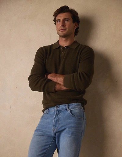 Robles Knit Waffle Stitch Polo Alpine