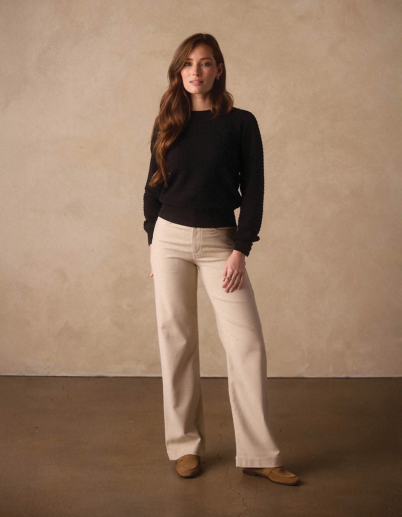 Olivia Pointelle Crew Sweater Black