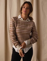 Reverse Fair Isle Crew Cream Multi