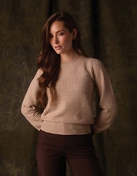 Olivia Pointelle Crew Sweater Oatmeal