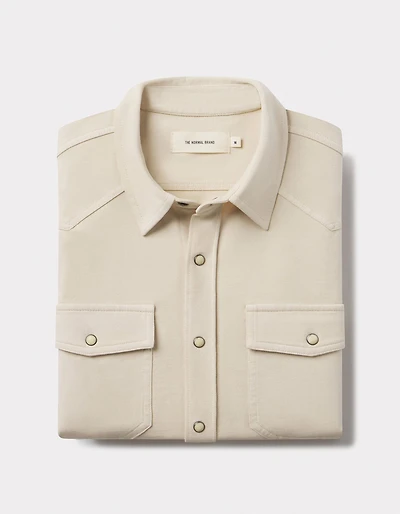 Tentoma Stretch Vintage Button Up Bone