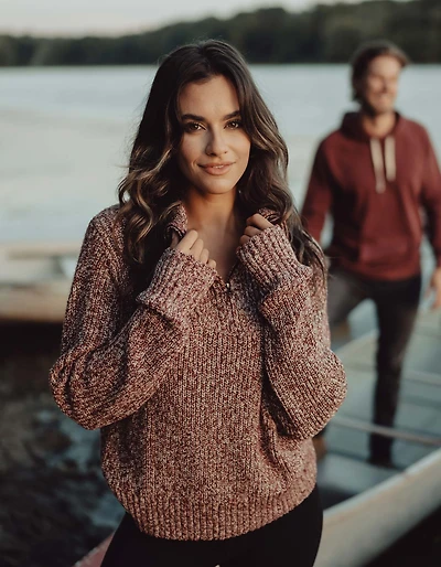 Dani Quarter Zip Sweater Oxblood