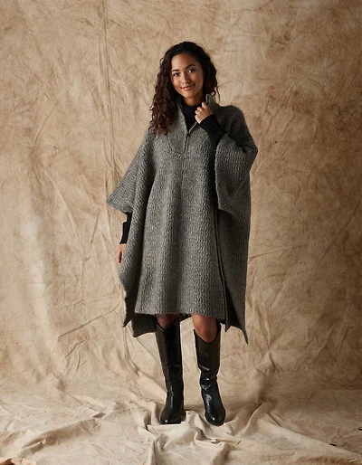Mountain Knit Poncho in Portabella