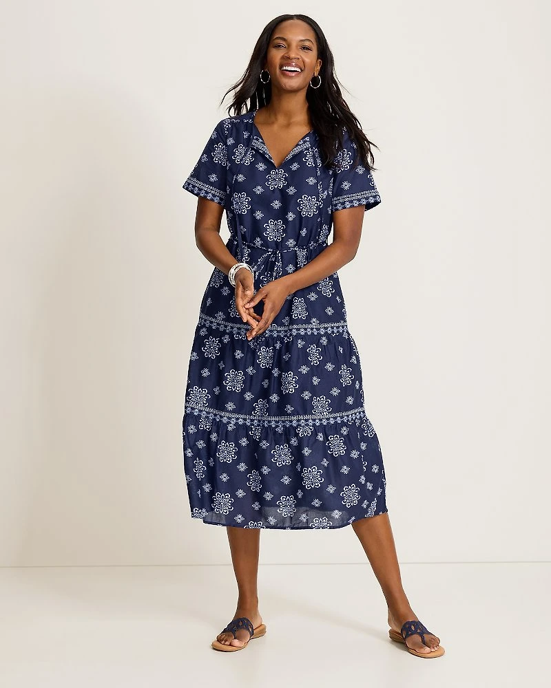 sachin and babi light blue dress Tommy Bahama Coastal Tiles Short-Sleeve Midi Dress