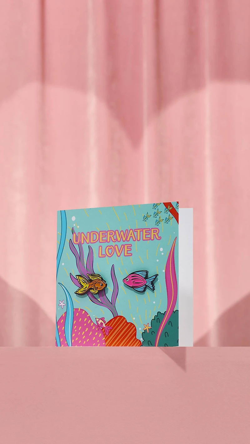 Carte de souhaits avec épinglette Underwater Love