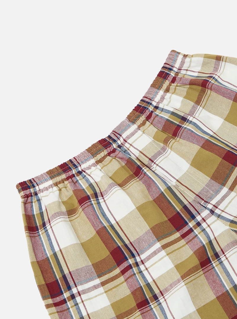 Universal Works Red/Brown Kip Check Boxer Short | King's Cross