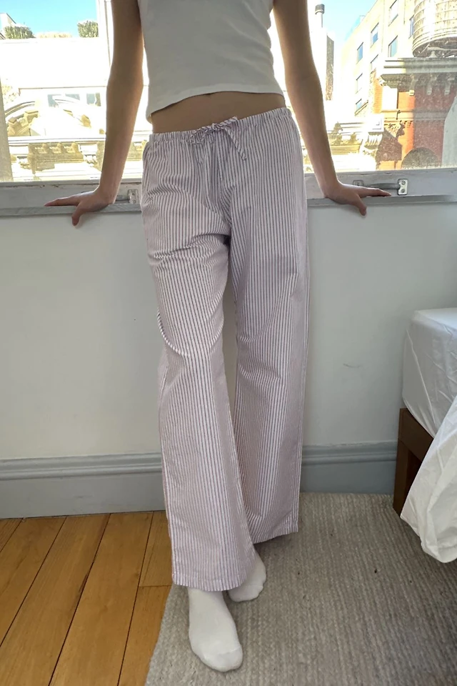 Linen Brandy Melville Blue Striped Pants Brandy Melville Anastasia