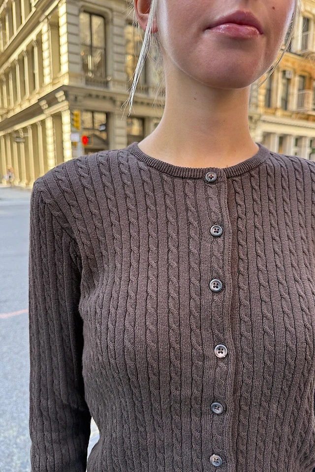 Brandy Melville Usa-Zoe Cable Knit Cardigan Pacific City