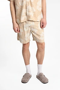 Linen-Blend Floral Shorts 7" - /