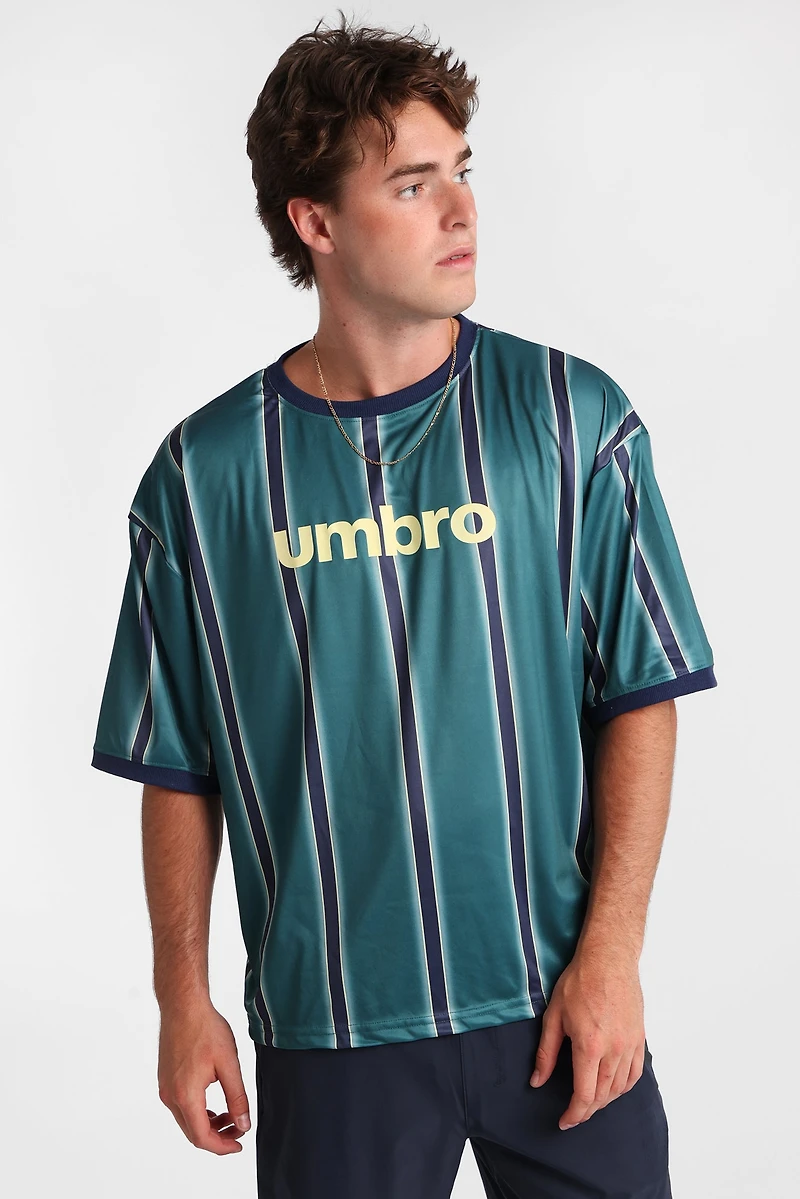 Umbro Large Logo Striped Tee - Green /