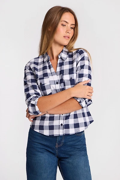 Cotton Long Sleeve Button-Up Oxford Shirt - /