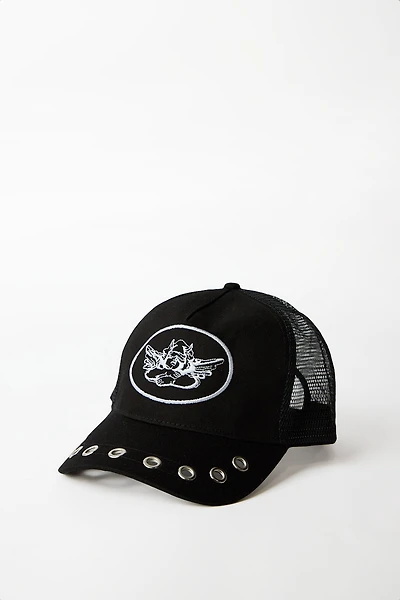 Angel Embroidered Trucker Cap - Black / O/S