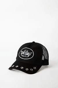 Angel Embroidered Trucker Cap - Black / O/S