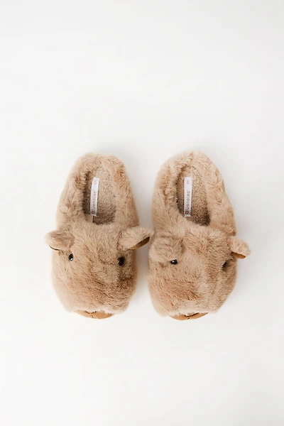 Capybara 3D Plush Slippers - Tan /