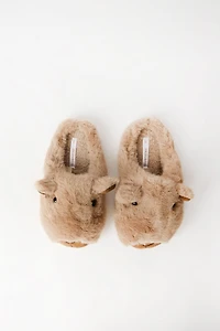 Capybara 3D Plush Slippers - Tan /