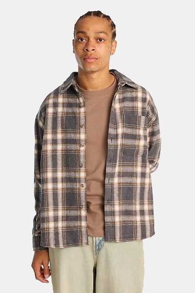 Plaid Button-Up Relaxed Shirt